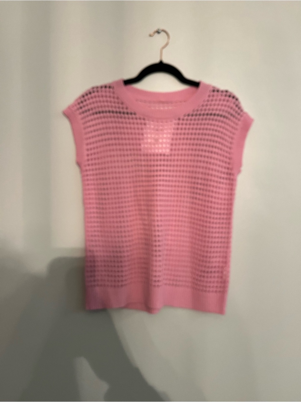 Light Pink Open-Knit Sleeveless Tank Top - Breathable Summer Layer